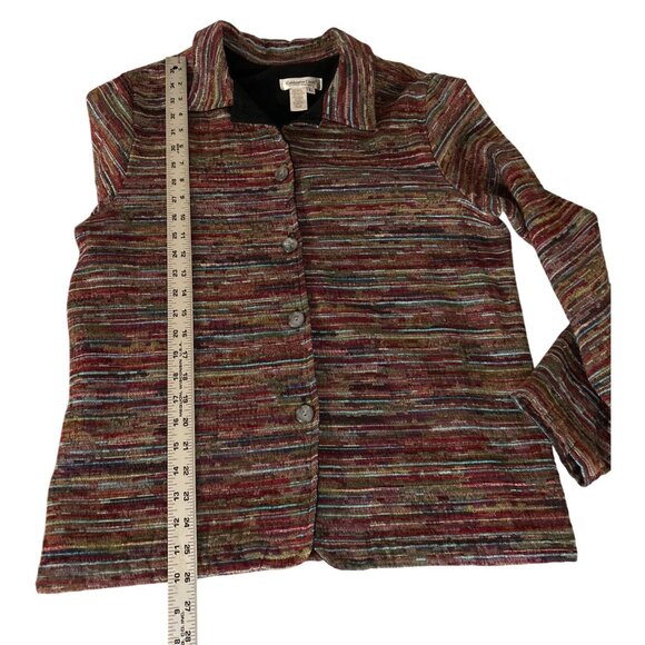 Coldwater Creek Multicolor Textured Striped Womens Button-Up Jacket L - Picture 7 of 7